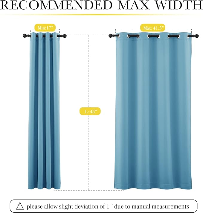 NICETOWN 100% Blackout Curtains with Same Color Liners, Thermal Insulated Full Blackout Lined Drapes, Energy Efficiency Window Draperies for Boy's Room (Teal Blue, 2 Panels, 52-inch W by 45-inch L)