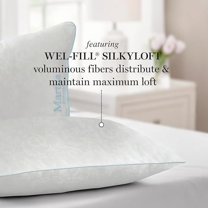MARTHA STEWART Heirloom Jacquard 2 Piece Bed Pillow Set, 385 TC, Down-Alternative, Standard/Queen
