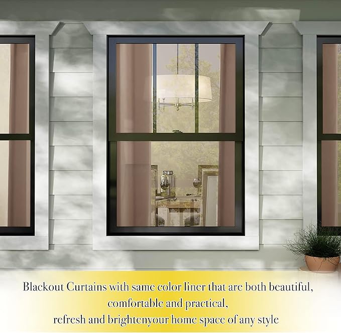 NICETOWN Bedroom Full Blackout Curtain Panels, Super Thick Insulated Window Covers, Keeping Out Cold Air and Heat 100% Blackout Blinds with Same Color Liner (Taupe, Set of 2 PCs, 52 by 54-inch)