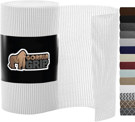 Gorilla Grip powerGRIP Drawer Shelf and Cabinet Liner, Thick Strong Hold, Non-Adhesive Liners Protect Kitchen Cabinets and Cupboard, Bathroom Drawers, Easy Install, Breathable Mat, 12" x30' Snow White
