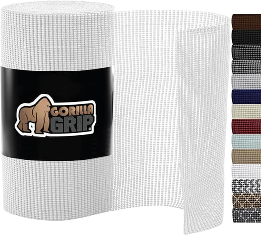 Gorilla Grip powerGRIP Drawer Shelf and Cabinet Liner, Thick Strong Hold, Non-Adhesive Liners Protect Kitchen Cabinets and Cupboard, Bathroom Drawers, Easy Install, Breathable Mat, 24" x20' Snow White