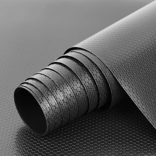 HooTown Shelf Liner Kitchen Cabinet Drawer Mats 11.8 Inch Wide x 19.6 Feet Long, Non Adhesive EVA Rubber Washable Waterproof Pantry Closet, Cupboard, Drawer Organizer Mat, Black