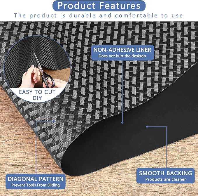 HooTown Shelf Liner Kitchen Cabinet Drawer Mats 23.6 Inch Wide x 393.7 Inch Long, Non Slip EVA Plastic Water Resistant Pad for Bathroom Drawers, Shoe Shelves, Under Sink, Black