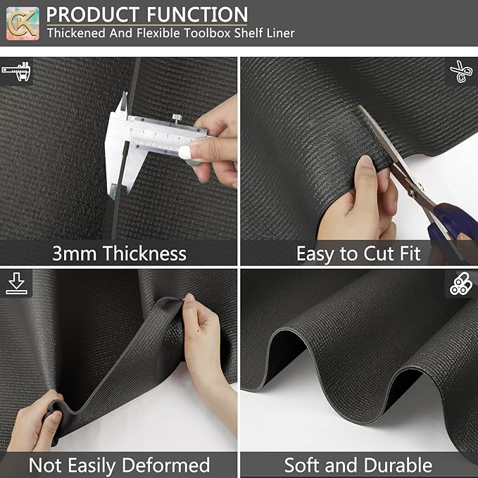 Foam Toolbox Liner Shelf Liner, Thickened Durable Pad Tool Box Mat for Protecting Your Tools, Work Surfaces, Garage, Chest (Black, 16 * 6)