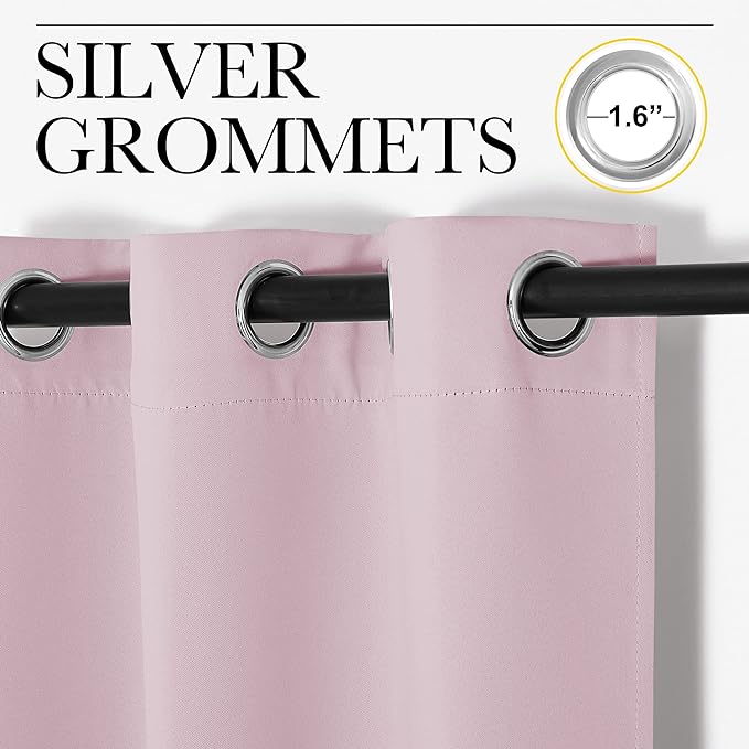 NICETOWN Blackout Draperies Curtains for Girls Room, Nursery Essential Thermal Insulated Grommet Top Blackout Panels (Lavender Pink, 1 Pair, 34 x 84 inches)