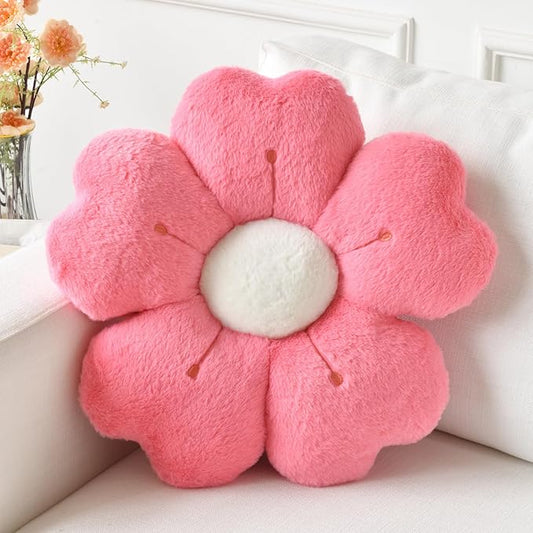Flower Pillow, Flower Shaped Pillow Decorative Throw Pillows for Bed Couch, Cute Daisy Pillow Dorm Decor Floor Seating Cushion (Hot Pink, 19.6 Inches)