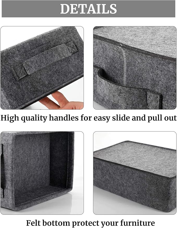 Medium Storage Basket Shlef Low Storage Bin Rectangle Felt Fabric Baskets Storage Bins Organizer for Underwear Socks Bra Towel Toiletry Baby Products Storage Basket Light Gray