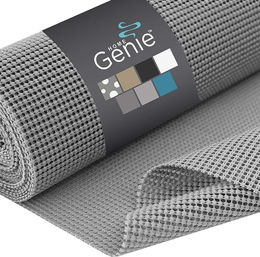 HOME GENIE Drawer Shelf and Cabinet Liner, Durable with Strong Grip, 17.5 Inch x 10 FT, Non Adhesive Liners Protect Kitchen Cabinets and Cupboard, Bathroom Drawers and Shelves, Desks, Soft Gray