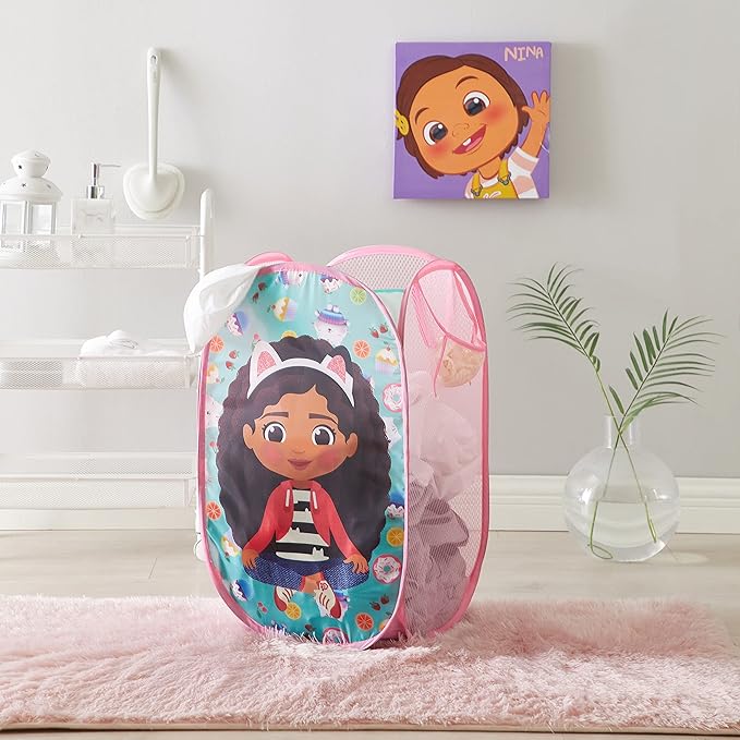 Idea Nuova Gabby's Dollhouse Pop Up Hamper with Durable Carry Handles, 21'' H x 13.5'' W X 13.5'' L