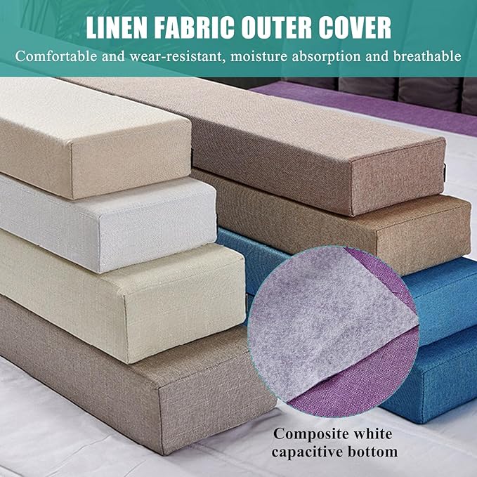 Mattress Extender, Bed Gap/Space Filler, Headboard Pillow Between Headboard and Mattress or Wall, High-Density Foam with Removable Cover（Light Grey-Twin/Twin XL-39 * 6 * 6in）