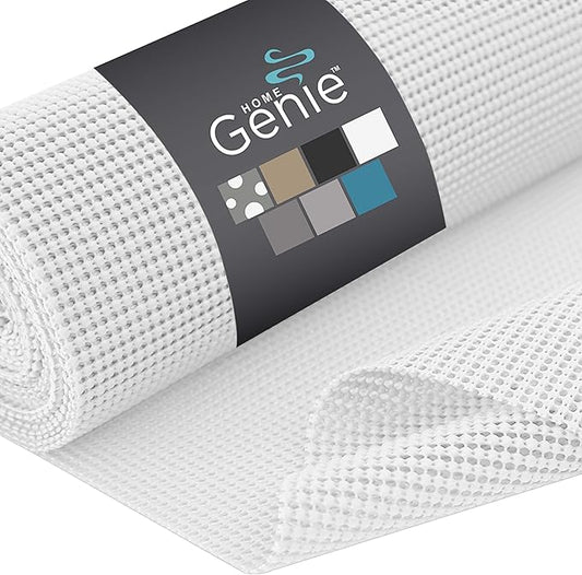 HOME GENIE Drawer Shelf and Cabinet Liner, Durable with Strong Grip, 17.5 Inch x 10 FT, Non Adhesive Liners Protect Kitchen Cabinets and Cupboard, Bathroom Drawers and Shelves, Desks, Pure White