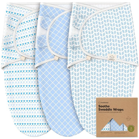 3-Pack Organic Baby Swaddle Sleep Sacks - Newborn Swaddle Sack, Ergonomic Baby Swaddles 0-3 Months, Swaddles for Newborns, Baby Sleep Sack, Baby Swaddle Blanket Wrap, Baby Essentials (Storm)