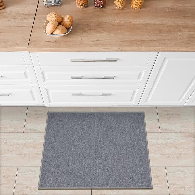 Machine Washable Modern Solid Design Non-Slip Rubberback 2x3 Pack of 2 Traditional Area Rug for Entryway, Bedroom, Kitchen, Bathroom, 2'3" x 3' - Pack of 2, Gray