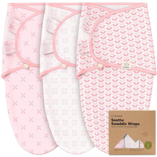 3-Pack Organic Baby Swaddle Sleep Sacks - Newborn Swaddle Sack, Ergonomic Baby Swaddles 0-3 Months, Swaddles for Newborns, Baby Sleep Sack, Baby Swaddle Blanket Wrap,Baby Essentials(Blossom)