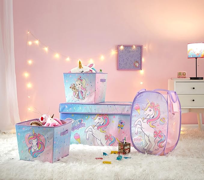 Idea Nuova JoJo Siwa Pop Up Hamper with Durable Carry Handles, 21'' H x 13.5'' W X 13.5'' L