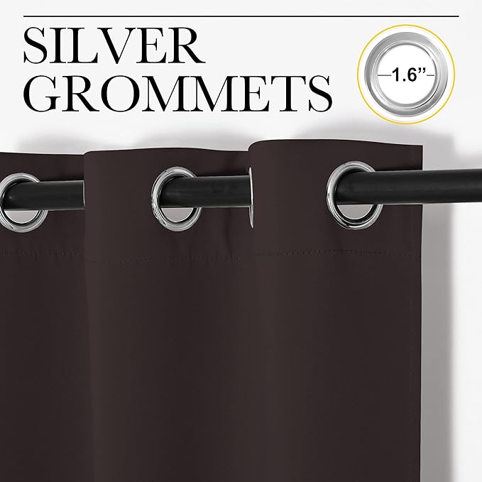 NICETOWN Thermal Curtains 84" Long, Energy Smart Thermal Insulated Solid Grommet Blackout Curtains/Drapes Window Panels (2 Panels, 34-inch x 84-inch, Toffee Brown)