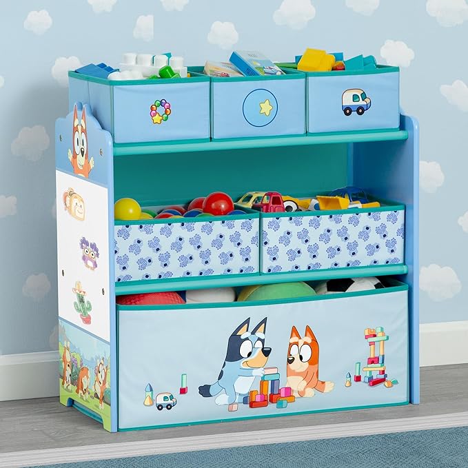 Delta Children - Bluey Design & Store 6 Bin Toy Storage Organizer - Greenguard Gold Certified, Blue