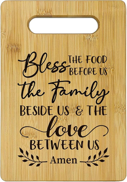 Bless the Food Before Us Cutting Boards for Kitchen, House Warming Gifts, Christian Religious Bamboo Cutting Board, Christian Decorative Cutting Boards for Kitchen, Bible Verse Gifts for Women