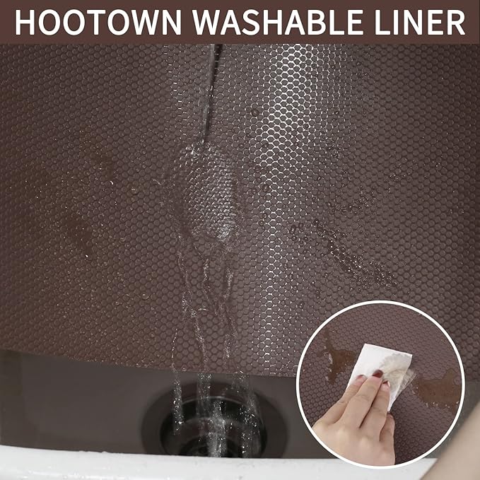 HooTown Shelf Liner Kitchen Cabinet Drawer Mats 11.8 Inch Wide x 13 Feet Long, Non Adhesive EVA Plastic Washable Waterproof Protective Pad for Pantry Closet, Cupboard,Coffee