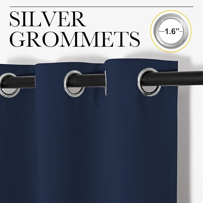 NICETOWN Blackout Draperies Curtains, Navy, 1 Pair, 42 x 78 inches, All Season Thermal Insulated Solid Grommet Top Blackout Curtains/Drapes for Kid's Room