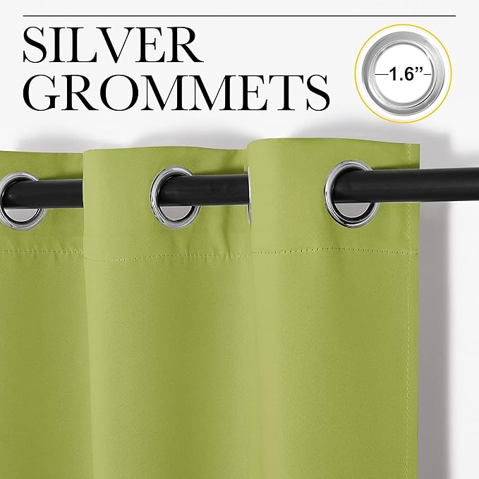 NICETOWN Green Blackout Curtains Window Panels, Window Treatment Thermal Insulated Solid Grommet Blackout Draperies/Drapes for Christmas Bedroom (Set of 2, 34 by 84 Long, Fresh Green)