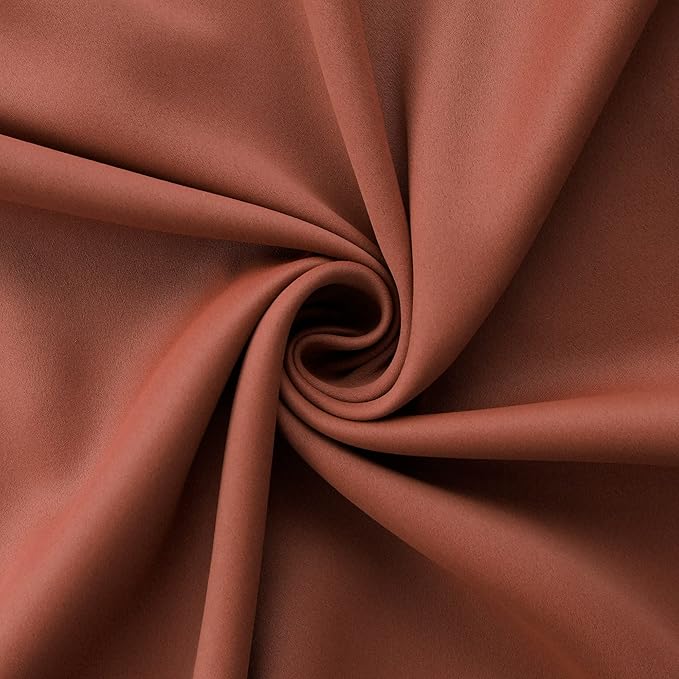Mrs.Naturall 45 Inch Length Kitchen Curtains Set of 2 Panels Blackout Room Darkening Light Blocking Curtains for Living Room Bay Windows Rust Terracotta 34x45 Inches Long